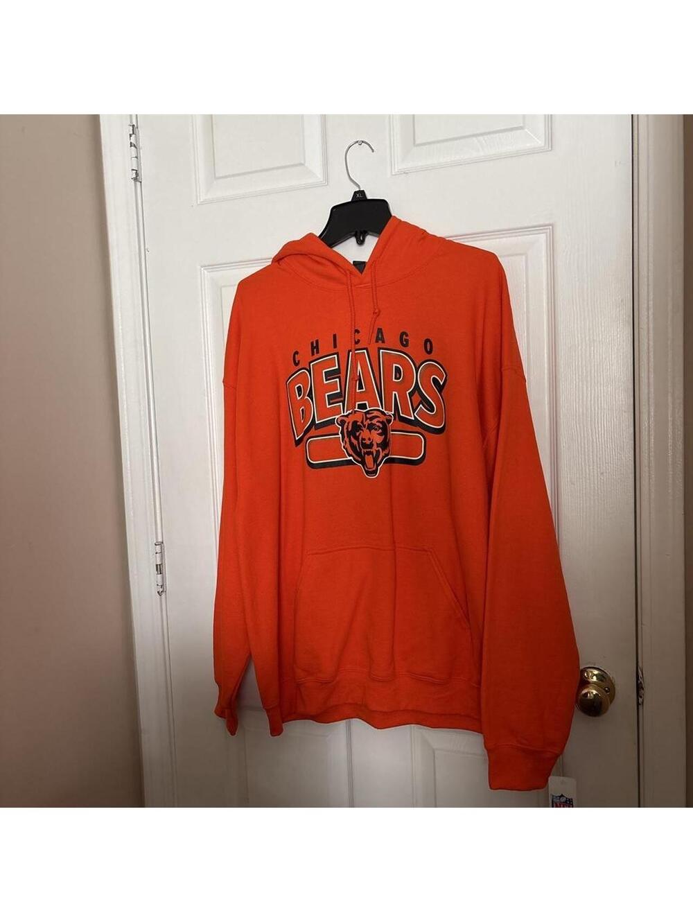NFL CSA Chicago Bears Hoodie Mens XL Orange Pullover Sweatshirt NWT Retro Y2K